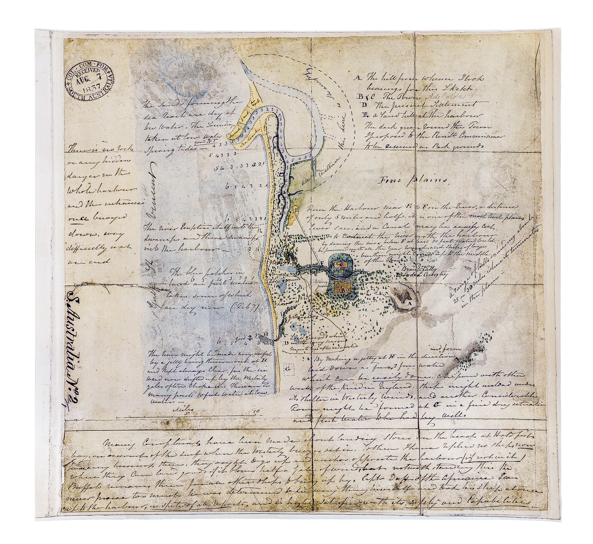Col Light Adelaide Map 7th Aug 1837